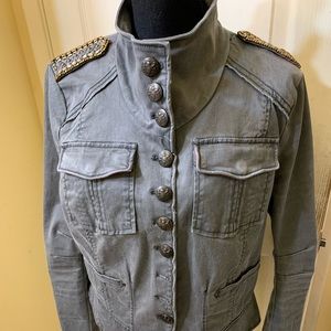 Free People Green Vintage Military Jacket - Size Large